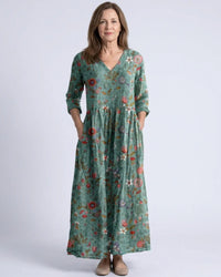Maxi Dress Women Relaxed Fit Casual Floral V Neck
