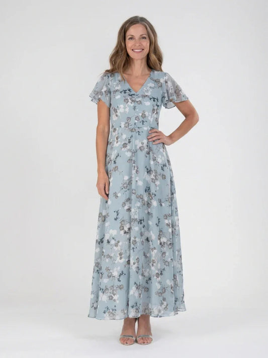 Floral Chiffon Maxi Dress Women Relaxed Fit Casual Summer