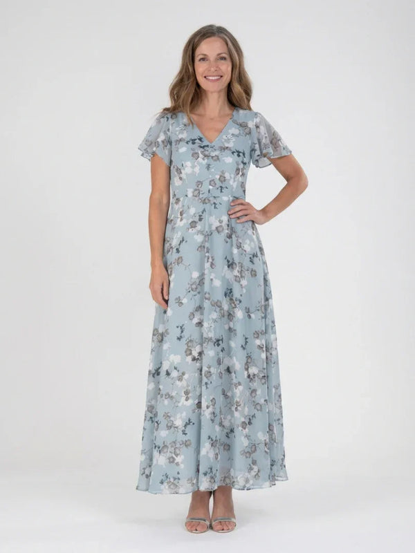 Floral Chiffon Maxi Dress Women Relaxed Fit Casual Summer