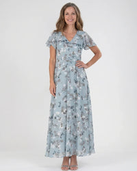 Floral Chiffon Maxi Dress Women Relaxed Fit Casual Summer