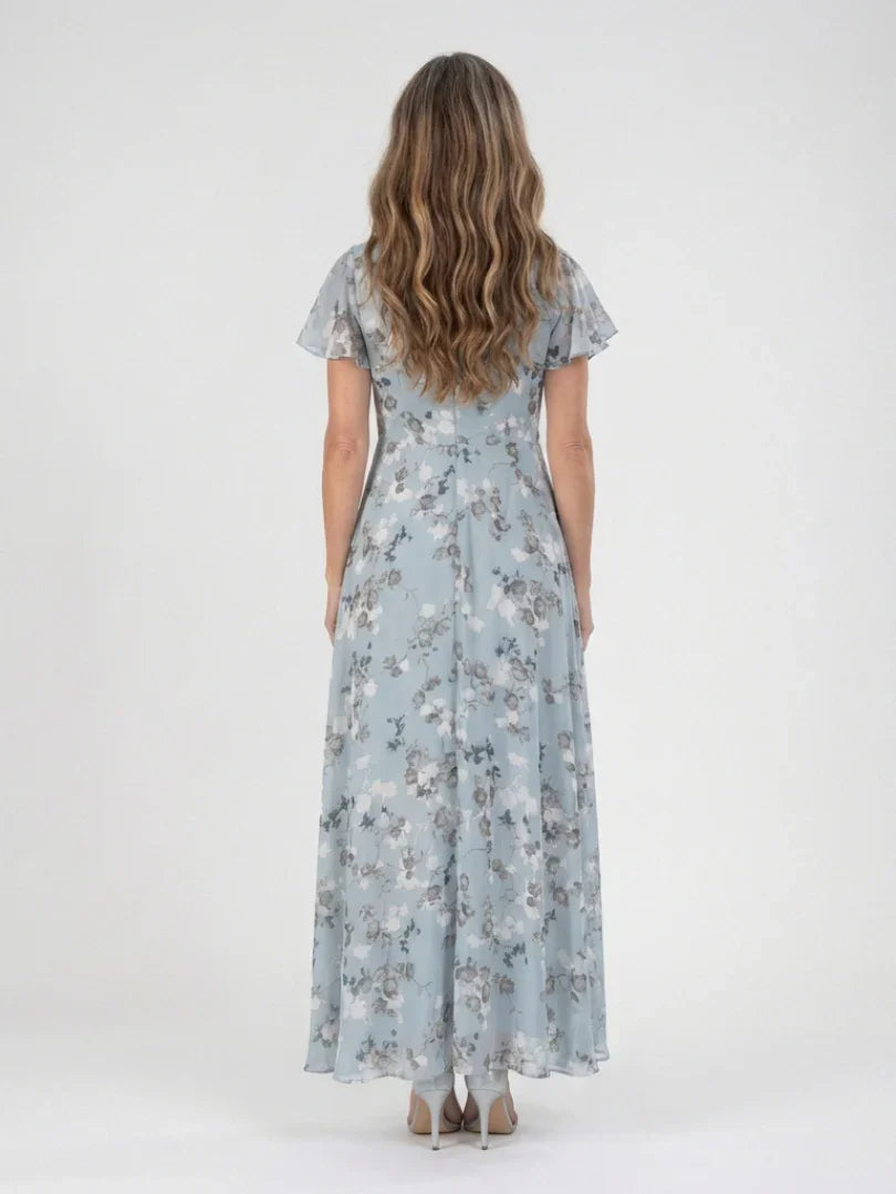 Floral Chiffon Maxi Dress Women Relaxed Fit Casual Summer