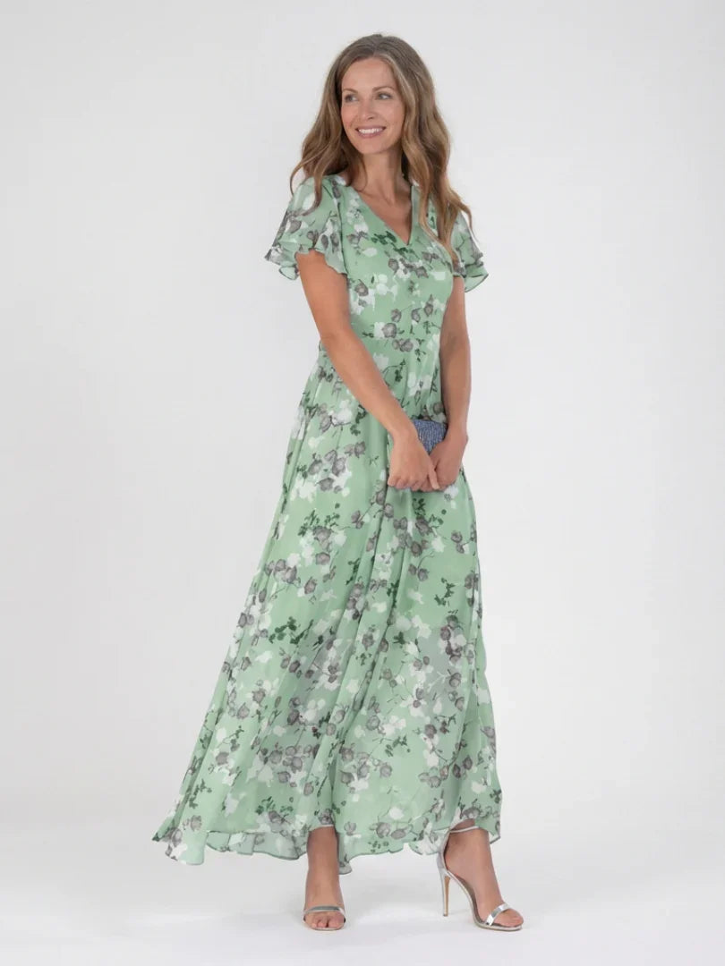 Floral Chiffon Maxi Dress Women Relaxed Fit Casual Summer