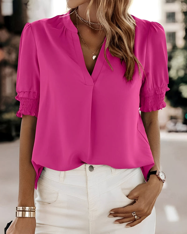 Short-Sleeve Blouse Women Relaxed Fit Casual Summer