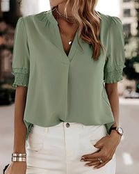 Short-Sleeve Blouse Women Relaxed Fit Casual Summer