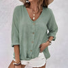 Blouse Women Relaxed Fit Casual Summer V-Neck Buttons