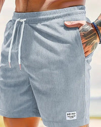 Ribbed Shorts Men Relaxed Fit Casual Summer