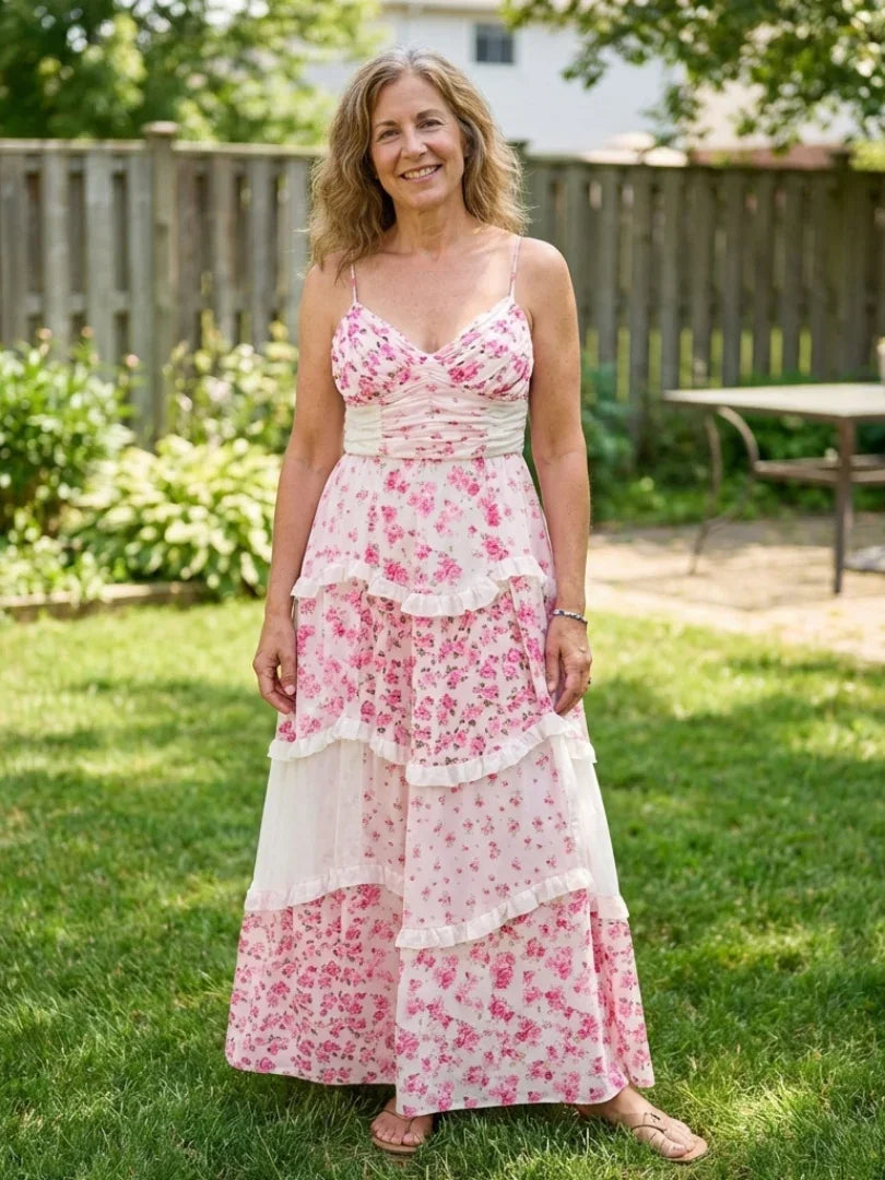 Maxi Dress Women Fitted Bodice Casual Summer