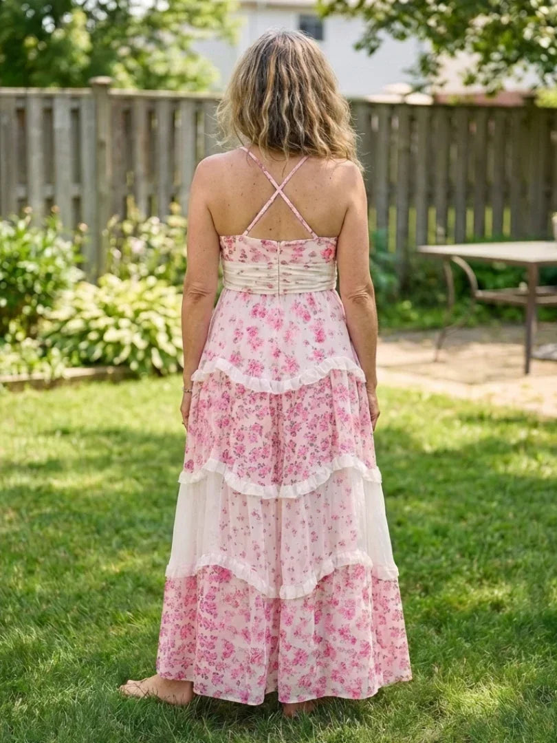 Maxi Dress Women Fitted Bodice Casual Summer