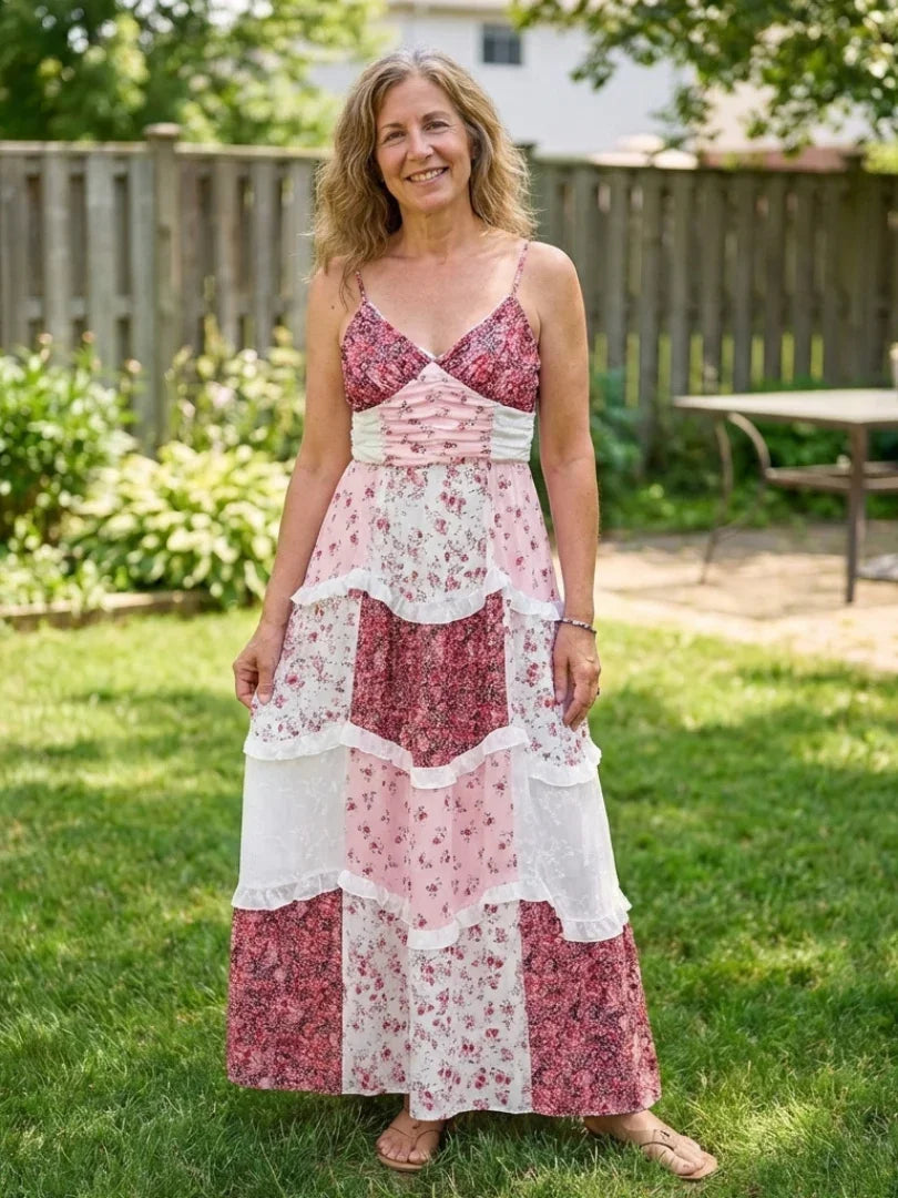 Maxi Dress Women Fitted Bodice Casual Summer