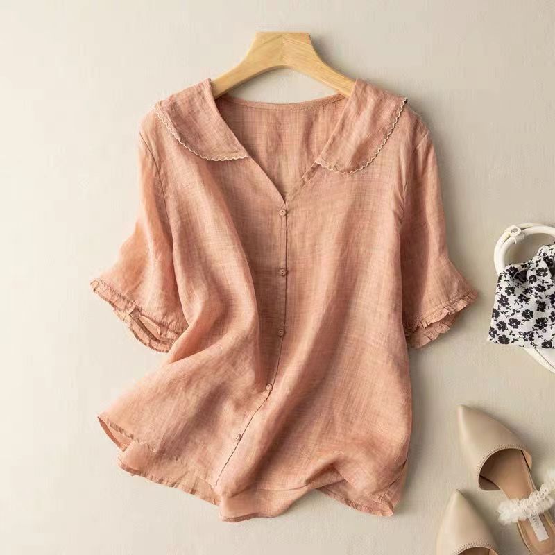 Vintage Button Detail Blouse Women Regular Fit Casual