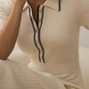 Midi Dress with Polo Collar - Elegant Women's Knitted Dress