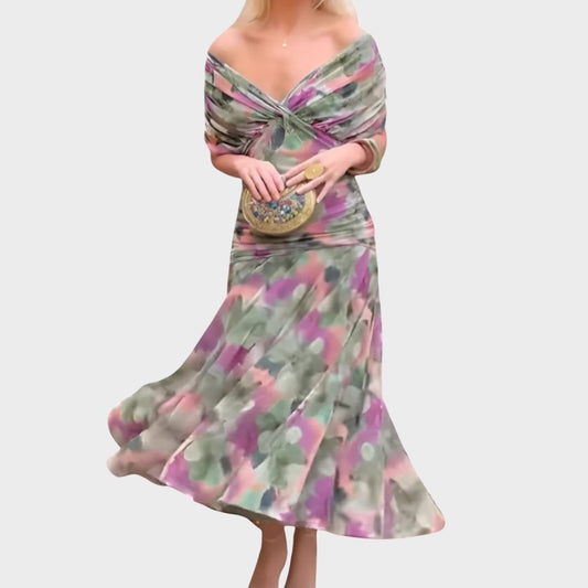 Elegant Off-Shoulder Dress Women Slim Fit Evening