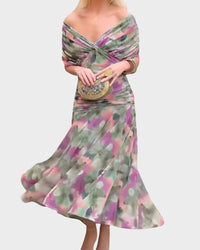 Elegant Off-Shoulder Dress Women Slim Fit Evening