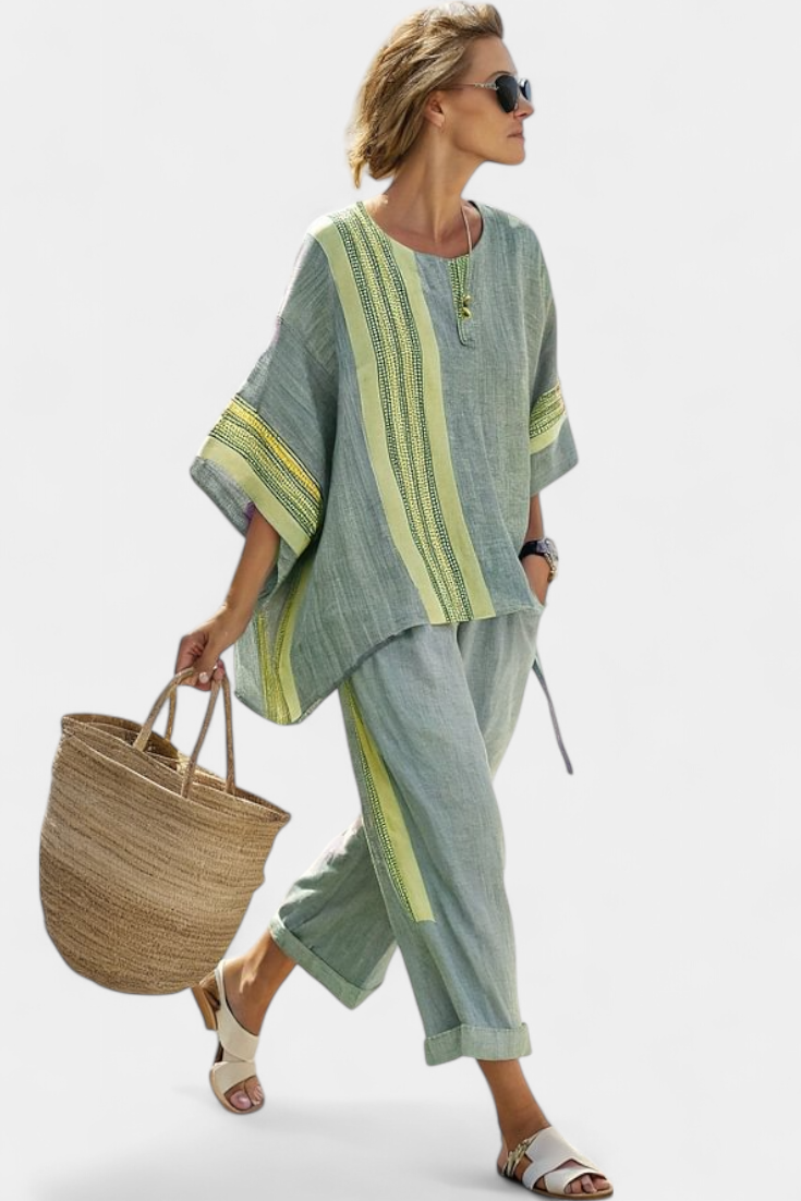 Top and Striped Pants Women Oversized Fit Casual Boho