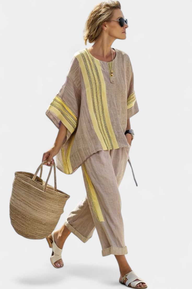 Top and Striped Pants Women Oversized Fit Casual Boho