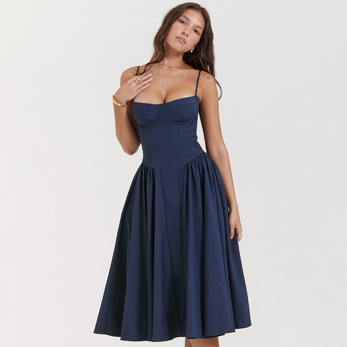 Eleanor | Corset Midi Dress Women Fitted Casual Formal