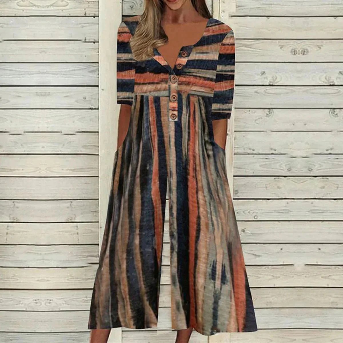 Printed V-Neck Short Sleeve Jumpsuit Women Relaxed Fit Casual Summer