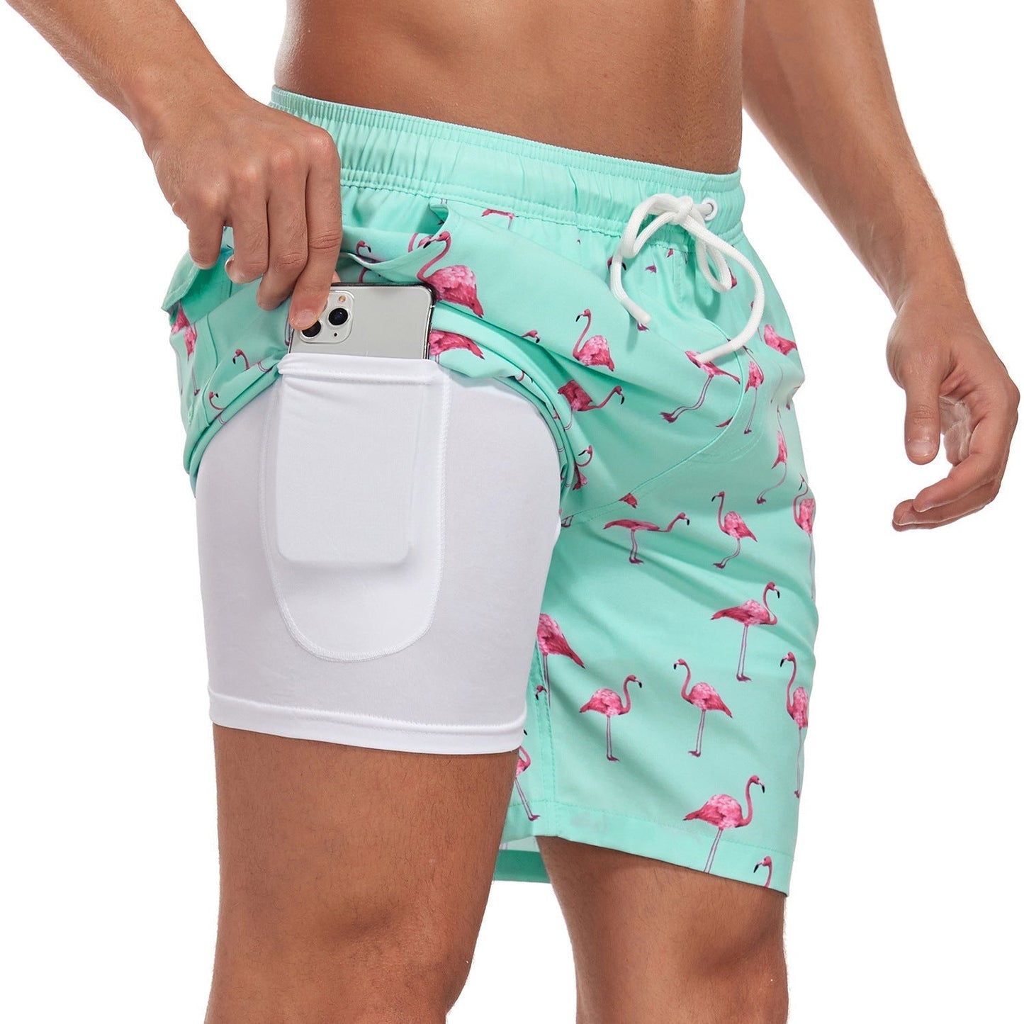Swim Shorts Men Regular Fit Casual Summer Tropical Print