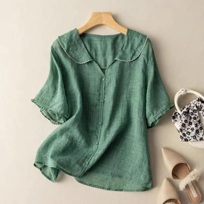 Vintage Button Detail Blouse Women Regular Fit Casual