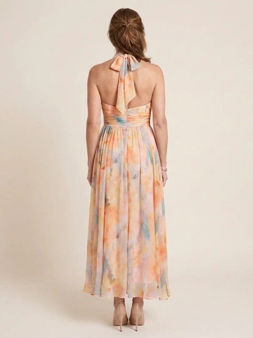 Sleeveless High Neck Midi Dress Women Fitted Casual