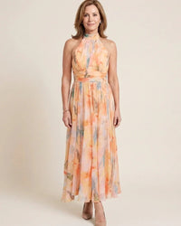 Sleeveless High Neck Midi Dress Women Fitted Casual
