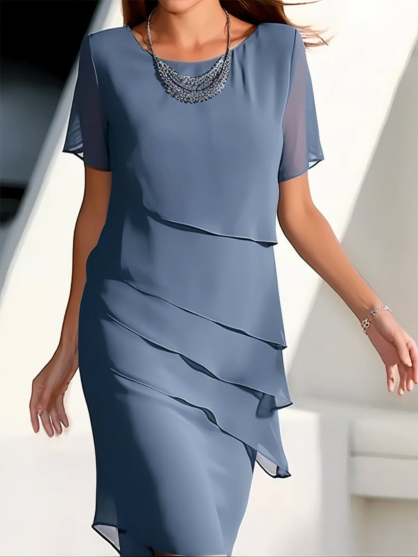 Chiffon Dress Women Regular Fit Casual Summer