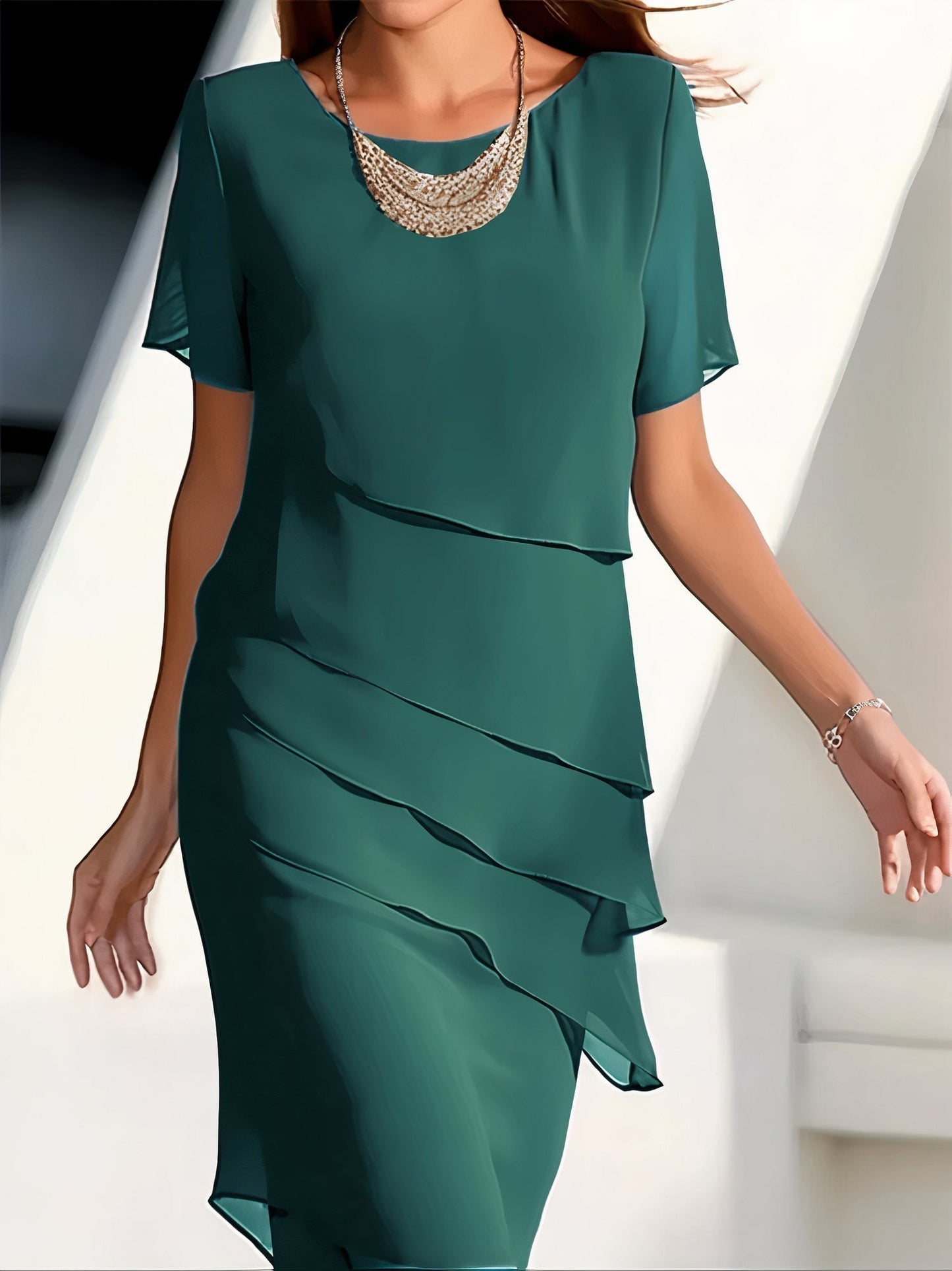 Chiffon Dress Women Regular Fit Casual Summer