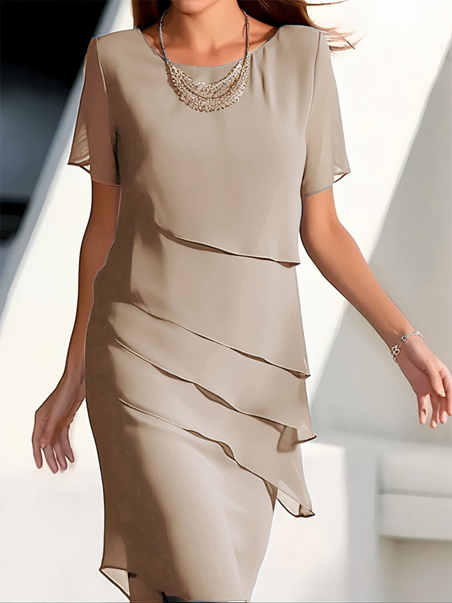 Chiffon Dress Women Regular Fit Casual Summer