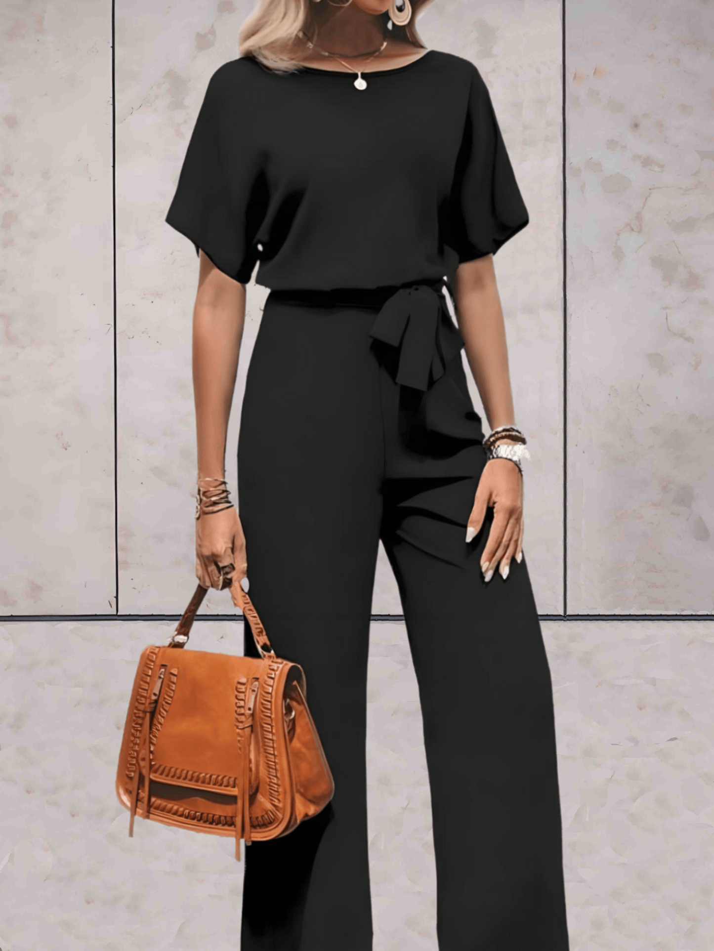 Wide-Leg Jumpsuit Women Relaxed Fit Casual Summer