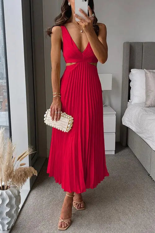 Pleated Dress Women Slim Fit Elegant Timeless Style
