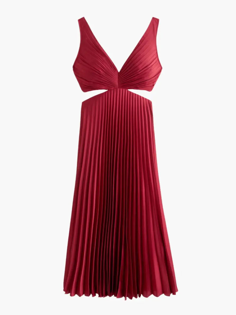 Pleated Dress Women Slim Fit Elegant Timeless Style