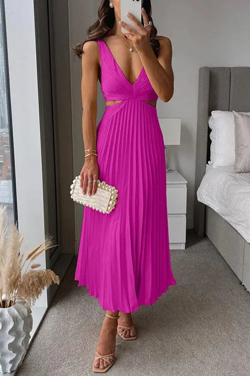 Pleated Dress Women Slim Fit Elegant Timeless Style