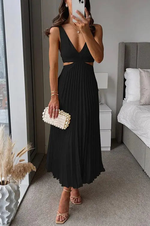 Pleated Dress Women Slim Fit Elegant Timeless Style
