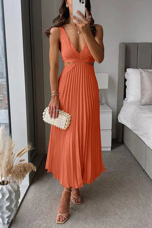 Pleated Dress Women Slim Fit Elegant Timeless Style