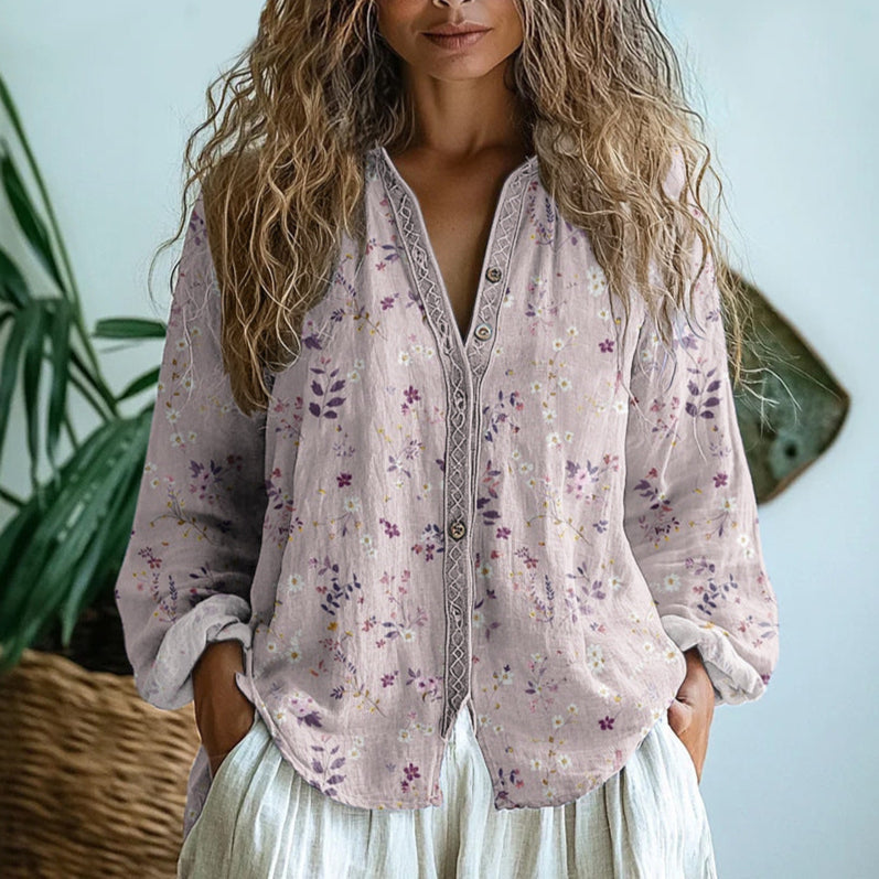Blouse Women Relaxed Fit Casual Summer Nature Print