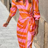 Summer Wrap Dress Women Regular Fit Casual