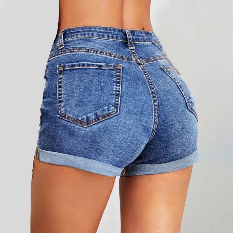 High-Waisted Distressed Shorts Women Regular Fit Casual Summer