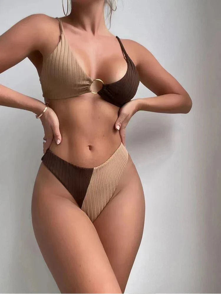 Two-Tone Bikini Women Slim Fit Summer Leisure