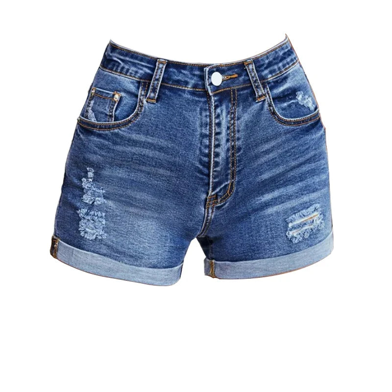 High-Waisted Distressed Shorts Women Regular Fit Casual Summer
