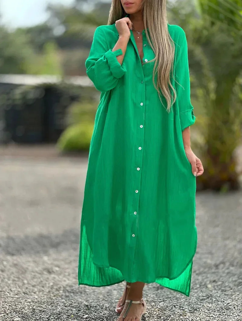 Maxi Shirt Dress Women Oversized Fit Casual Summer