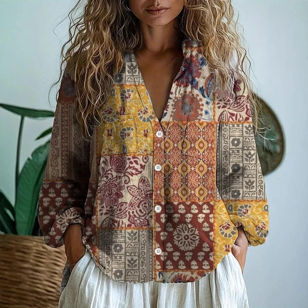 Blouse Women Relaxed Fit Casual Summer Nature Print