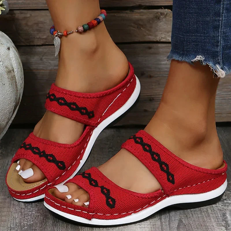Slip-On Sandals Women Casual Summer Embroidered