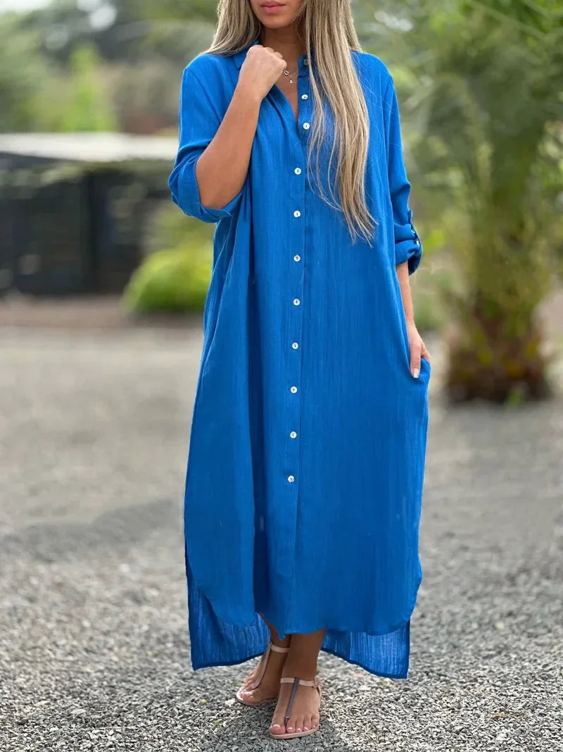 Maxi Shirt Dress Women Oversized Fit Casual Summer