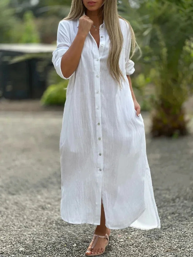 Maxi Shirt Dress Women Oversized Fit Casual Summer
