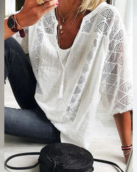Women's Summer Blouse Relaxed Fit Summer Casual with Lace