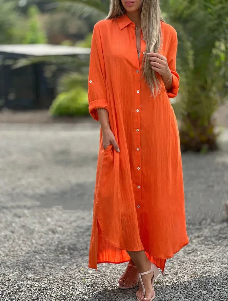 Maxi Shirt Dress Women Oversized Fit Casual Summer