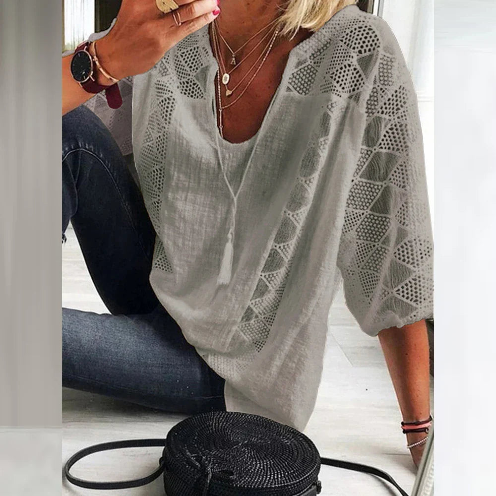 Women's Summer Blouse Relaxed Fit Summer Casual with Lace