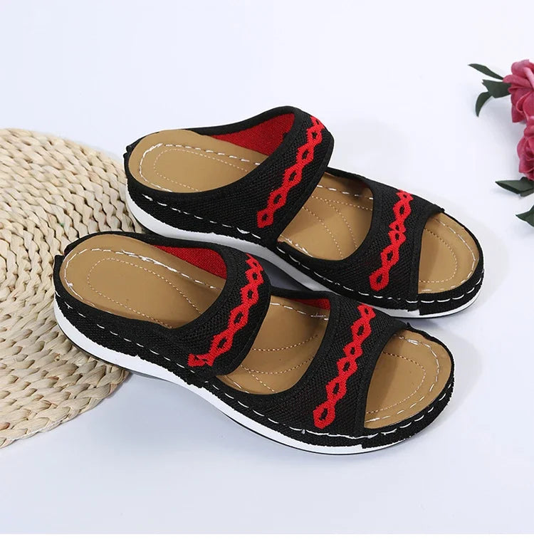 Slip-On Sandals Women Casual Summer Embroidered