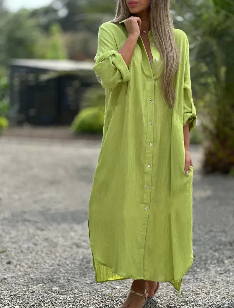 Maxi Shirt Dress Women Oversized Fit Casual Summer