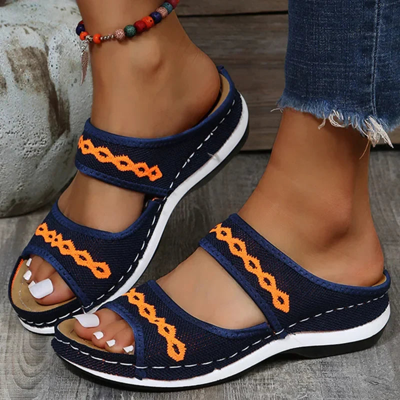 Slip-On Sandals Women Casual Summer Embroidered